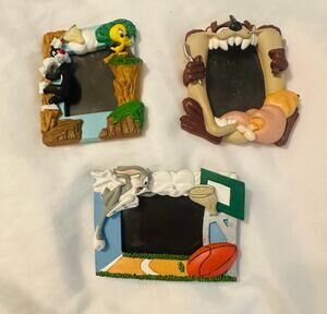 Looney Tunes Small Magnetic Picture Frame Tweety Bird taz set of 3 Vintage 1997